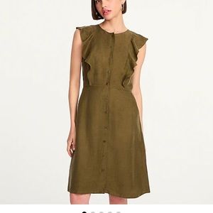 NWT J.crew Petite ruffle-sleeve linen-cupro dress